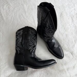 Laredo Black Lea Vamp Fox Men’s Cowboy Boots Size 9D